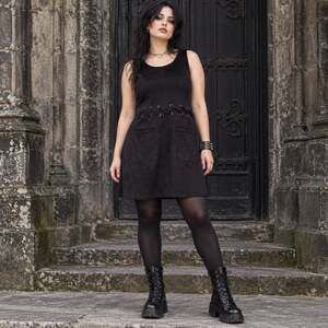 Cotton Candy Faux Suede Dress Sz L Y2K Punk Gothic Mini Grommet Rocker Black